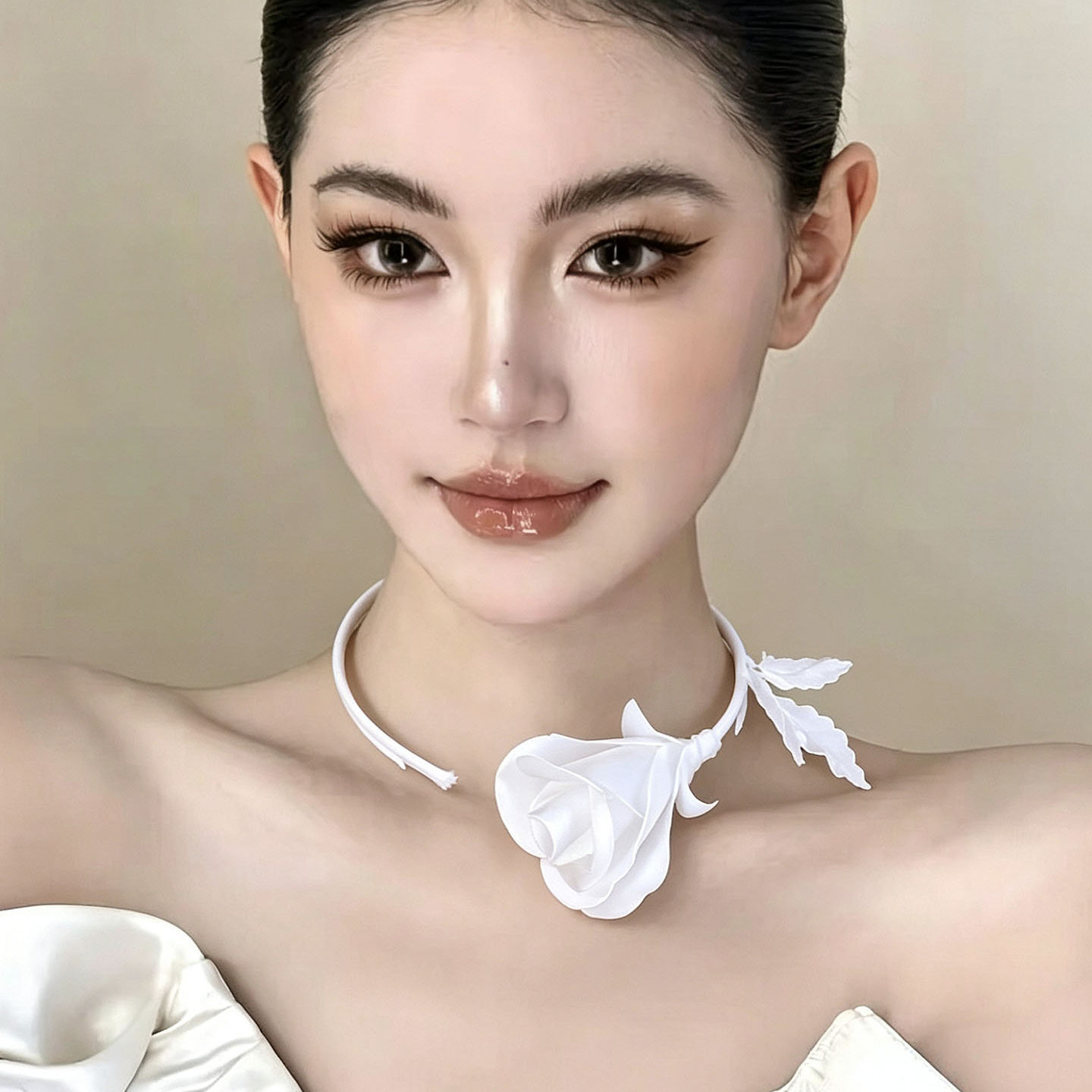 Women'S Formal Wear Accessories - Modeschmuck, handgefertigt, weiß, schwarz, Rose, Blumen-Halskette,