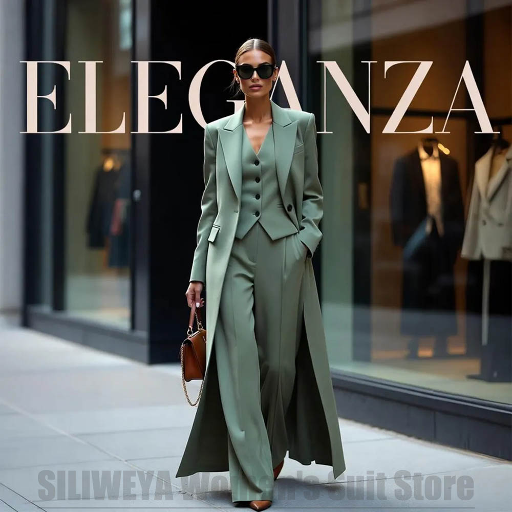 Women Formal Wear Business - Schickes Damen-Anzug-Set Dreiteilig mit Spitzrevers Einknopf-Verschluss