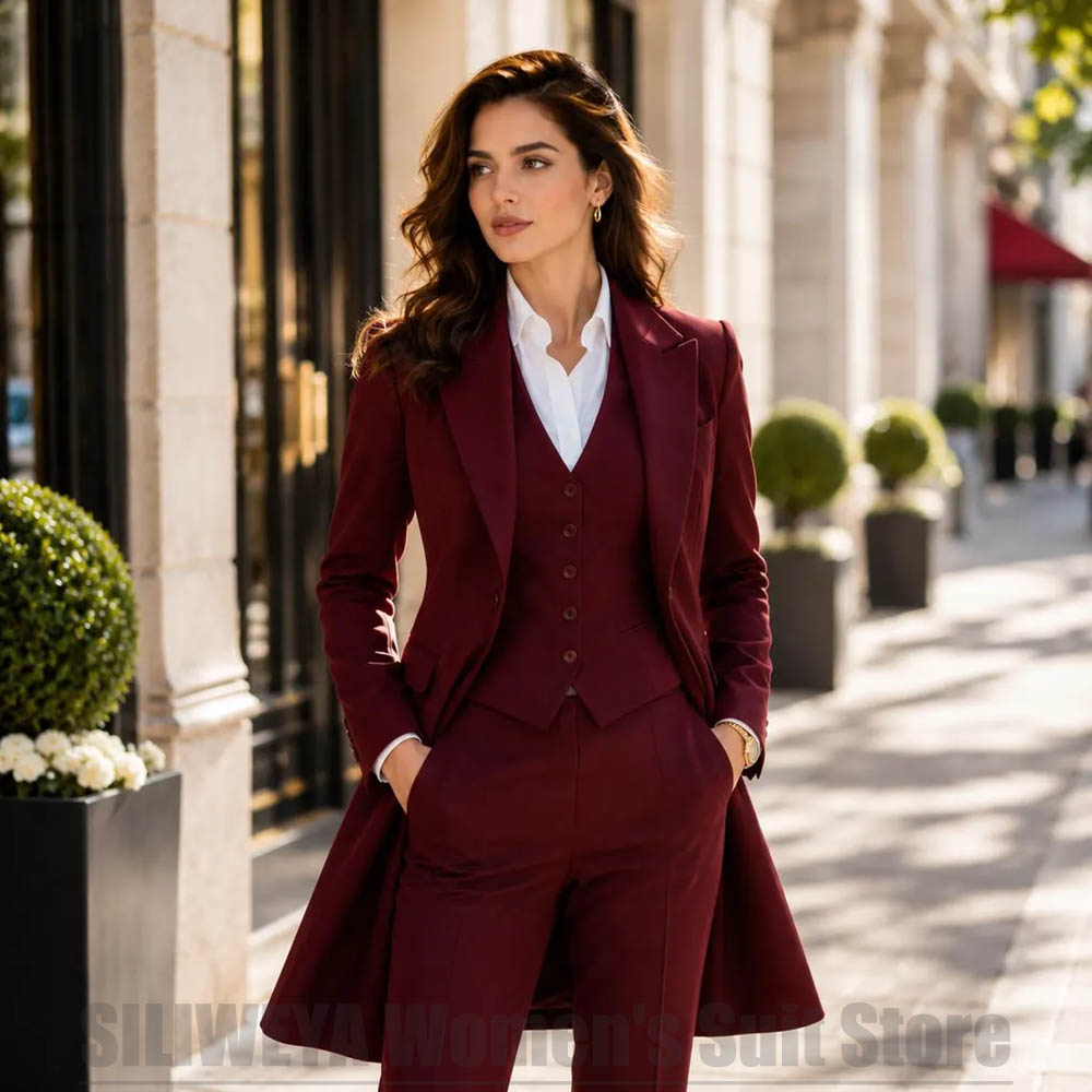 Women Formal Wear Pants - Modischer Damenanzug, 3-teilig, elegant, mit spitzem
