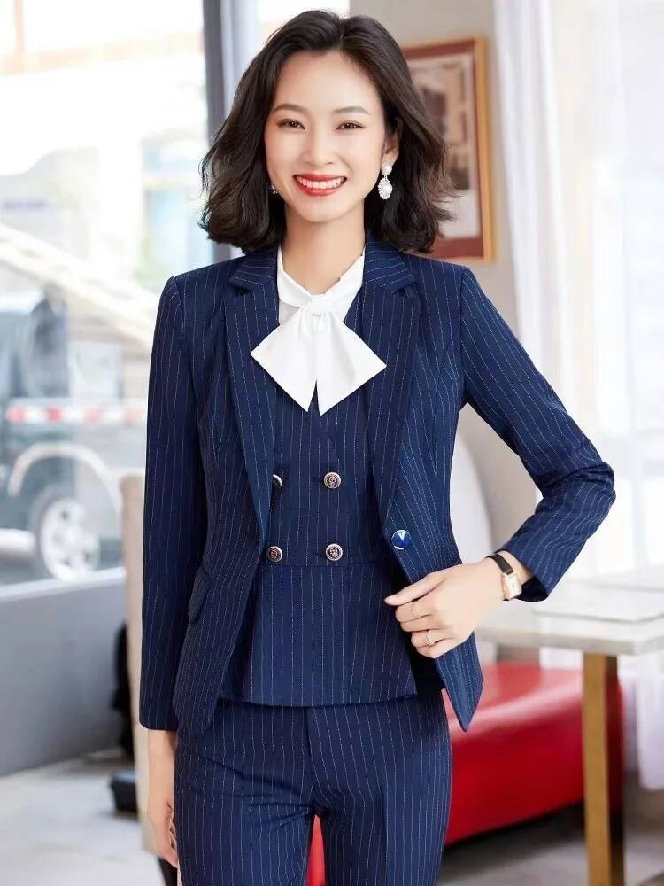 Women Formal Wear For Interview - Mode Gestreifte Formale Anzüge Frauen Professionelle