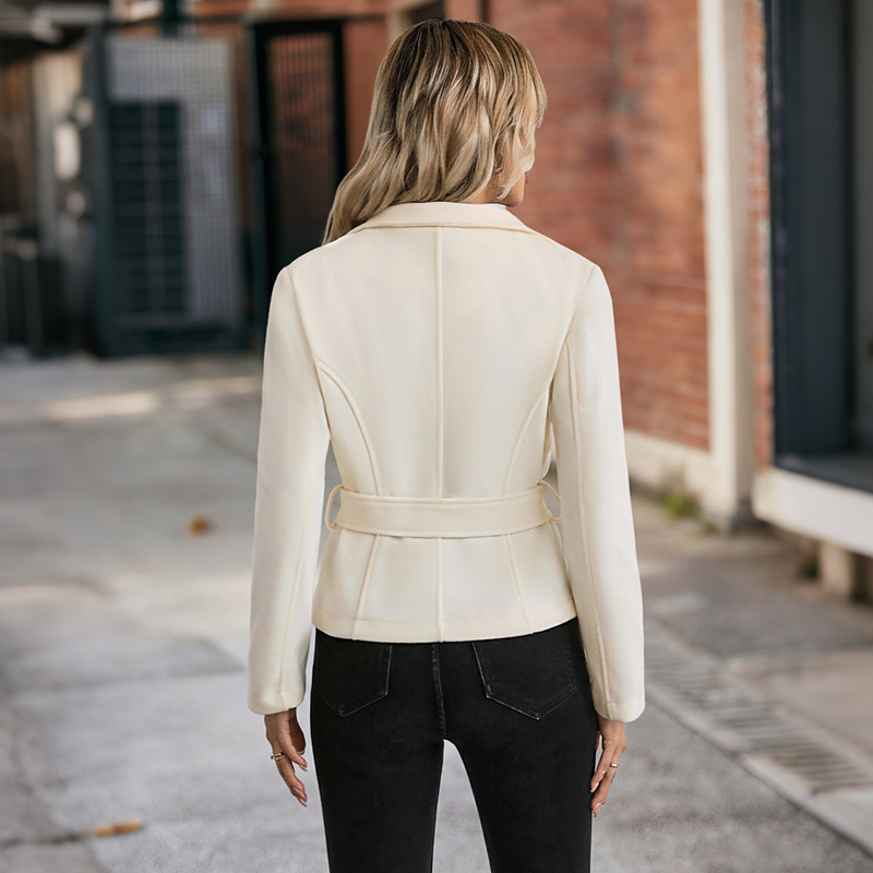 Damen Weiße Jacke mit Stehkrag – Women Formal Wear Belt Bewertung und Preis