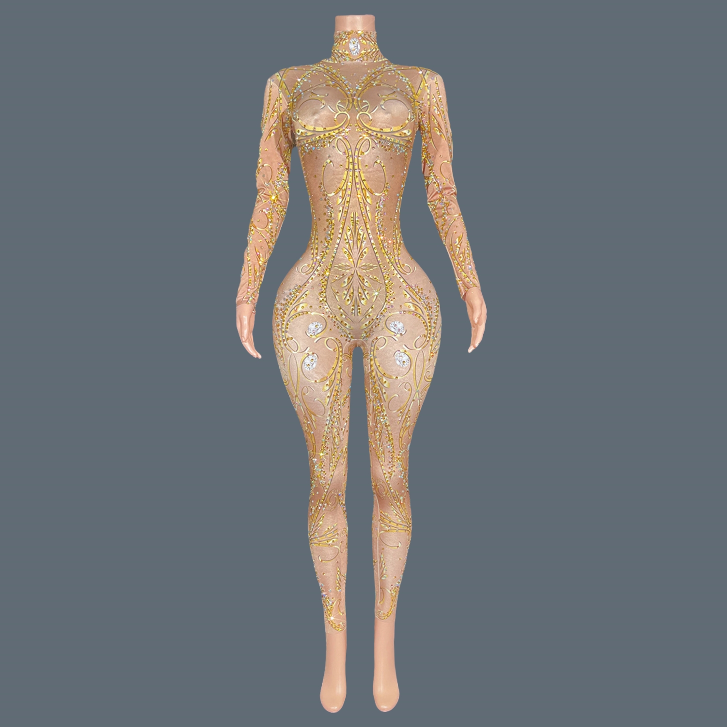 GOLD Strass Spandex Bodycon La – Women'S Formal Wear Jumpsuit Bewertung und Preis