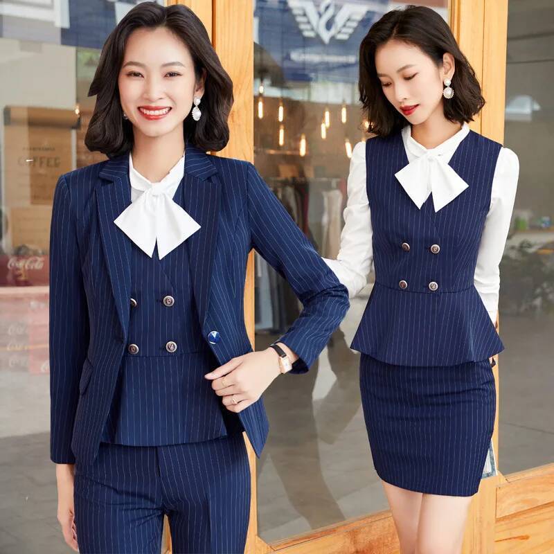 Mode Gestreifte Formale Anzüge – Women Formal Wear For Interview Bewertung und Preis