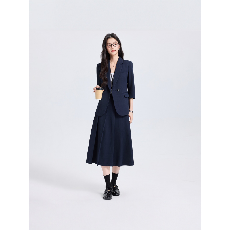 Marineblauer Damenanzug für Fr – Women Formal Wear For Interview Bewertung und Preis