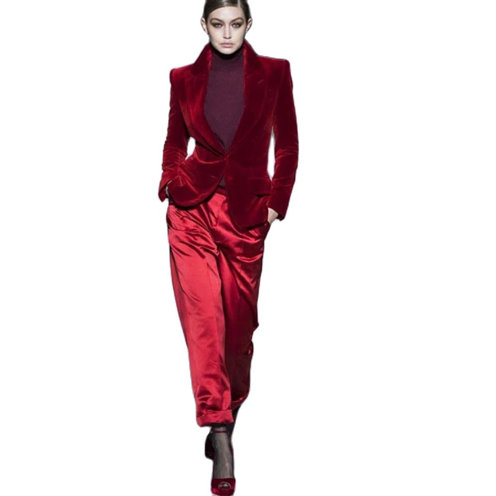 Frauen Hose Anzüge Wein Rot Sa – Women Formal Wear Business Bewertung und Preis