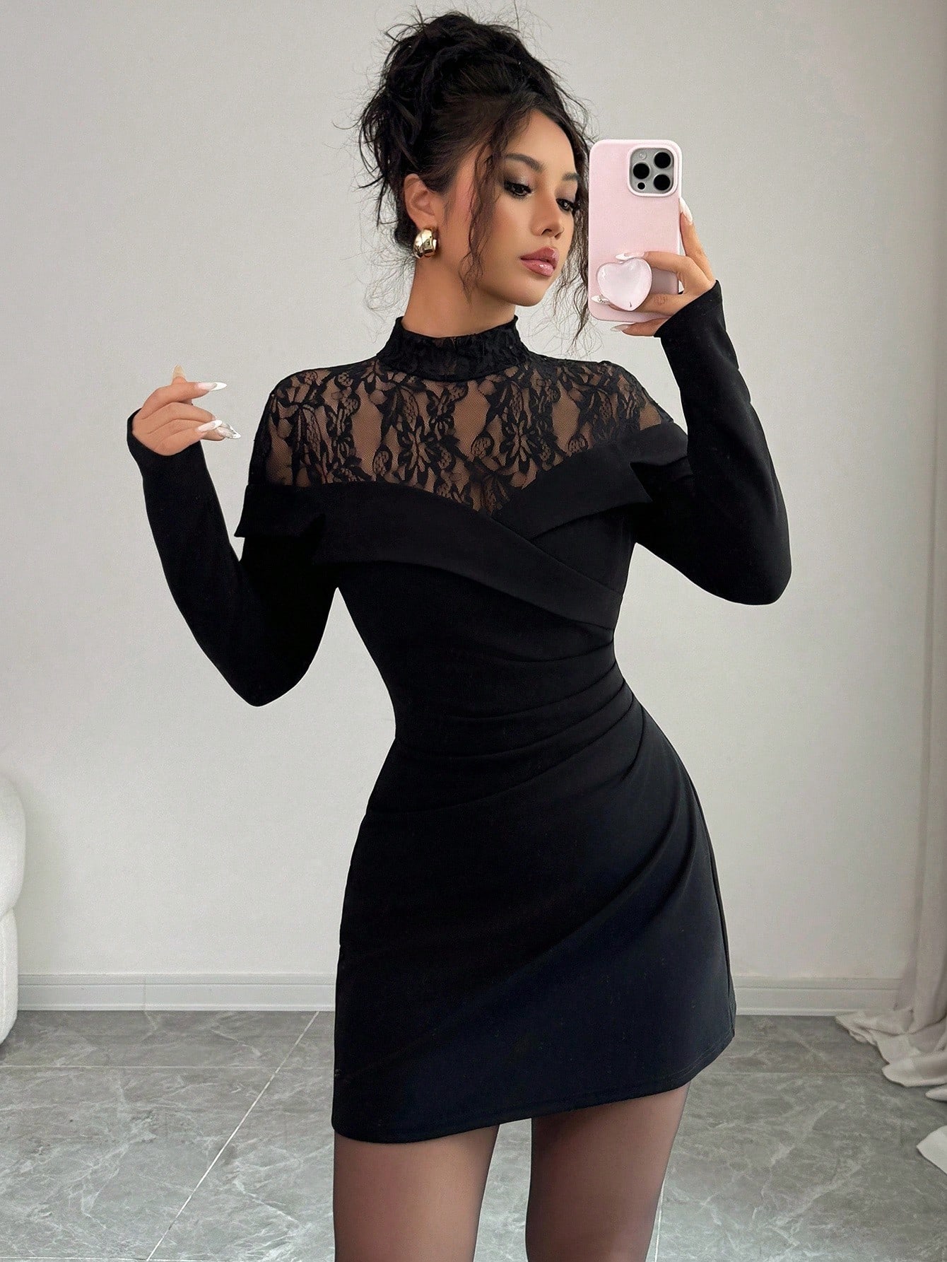 Schwarzes Spitzen-Minikleid mi – Formal Wear Gowns For Women Bewertung und Preis