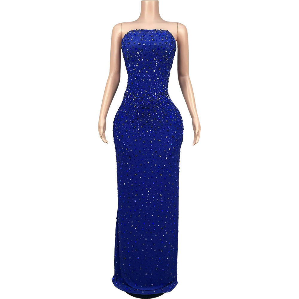 Funkelndes Strass Blaues Träge – Formal Wear Gowns For Women Bewertung und Preis